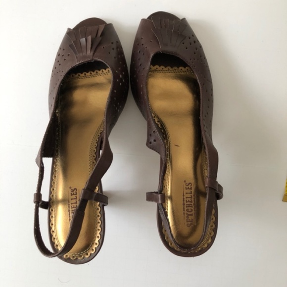 Seychelles - high heeled sling back in brown leather size 9 - Picture 5 of 5